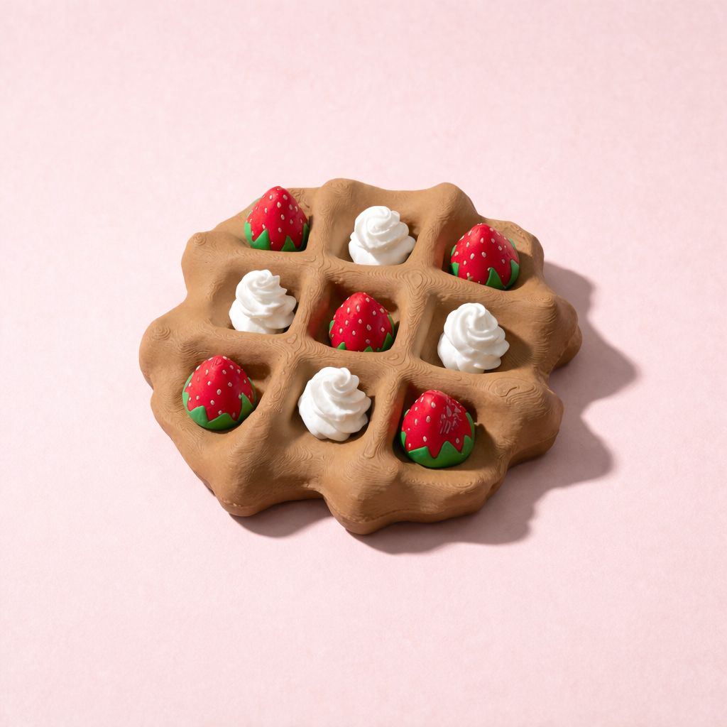 Waffle Tic Tac Toe Game Board (Strawberries & Cream)
