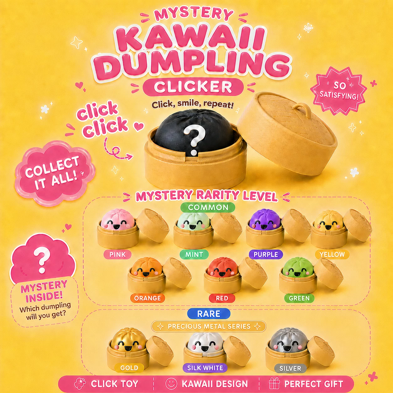 Mystery Kawaii Dumpling Bun Fidget Clicker