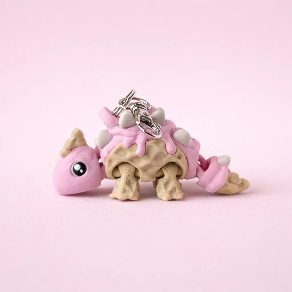 Strawberry Scoopasaurus Flexi Keychain